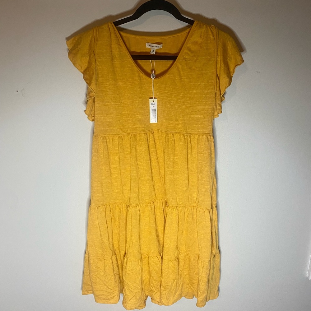 Max Studio Yellow Tiered Dress